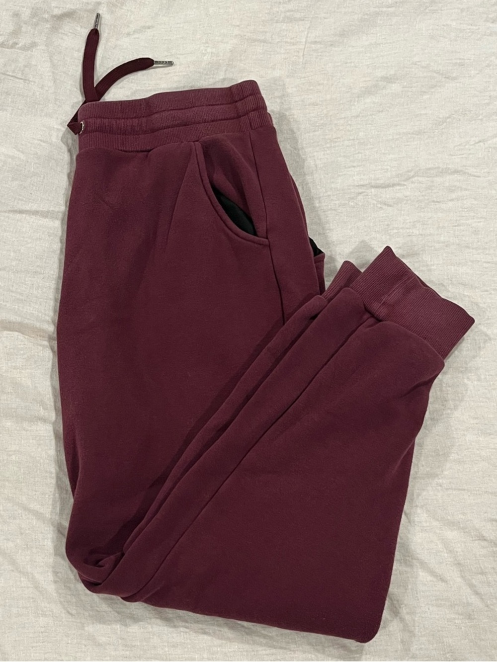 HealthyYoga Maroon Jogger Sweatpants with Drawstring Waist
